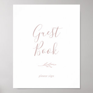 Minimale Blatt Dusty Rose Gästebuch-Schild Poster