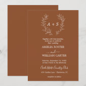 Minimale Blatt | Formale Monogramm-Hochzeitseinlad Einladung (Vorne/Hinten)