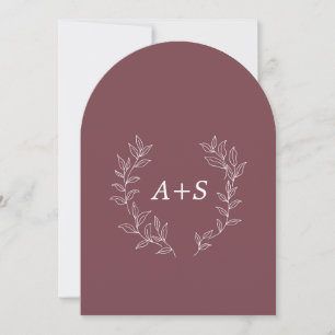 Minimale Blatt   Gebogene Monogramm-Hochzeitseinla Einladung