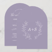 Minimale Blatt | Gebogene Monogramm-Hochzeitseinla Einladung (Vorne/Hinten)