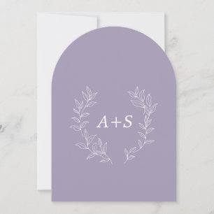 Minimale Blatt Gebogene Monogramm-Hochzeitseinla Einladung