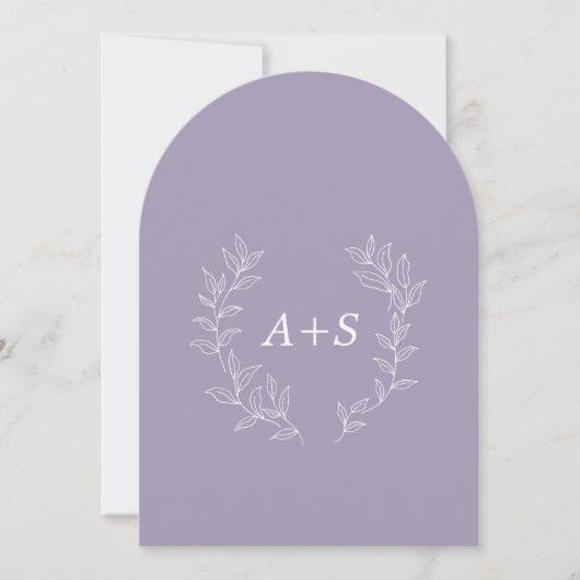 Minimale Blatt | Gebogene Monogramm-Hochzeitseinla Einladung (Vorderseite)