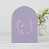 Minimale Blatt | Gebogene Monogramm-Hochzeitseinla Einladung (Stehend Vorderseite)