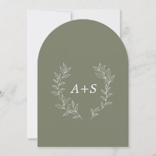 Minimale Blatt   Gebogene Monogramm-Hochzeitseinla Einladung