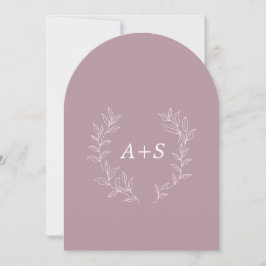 Minimale Blatt | Gebogene Monogramm-Hochzeitseinla Einladung