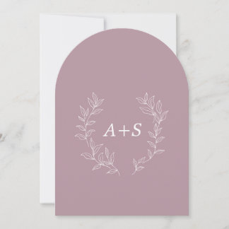 Minimale Blatt | Gebogene Monogramm-Hochzeitseinla Einladung