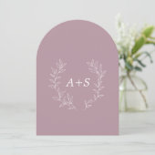 Minimale Blatt | Gebogene Monogramm-Hochzeitseinla Einladung (Stehend Vorderseite)
