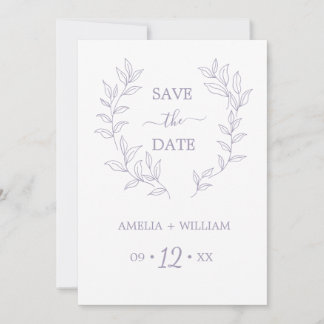Minimale Blatt-Monogramm-Hochzeit Save the Date