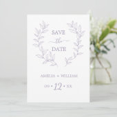 Minimale Blatt-Monogramm-Hochzeit Save the Date (Stehend Vorderseite)