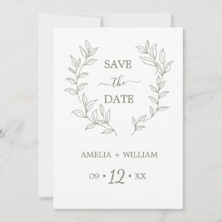 Minimale Blatt-Monogramm-Hochzeit Save the Date