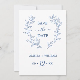 Minimale Blatt-Monogramm-Hochzeit Save the Date
