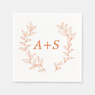 Minimale Blatt-Monogramm-Hochzeitspapier-Serviette Serviette