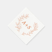 Minimale Blatt-Monogramm-Hochzeitspapier-Serviette Serviette (Ecke)