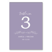 Minimale Blatt-Monogramm-Hochzeitstisch-Nummernkar Tischnummer (Vorderseite)