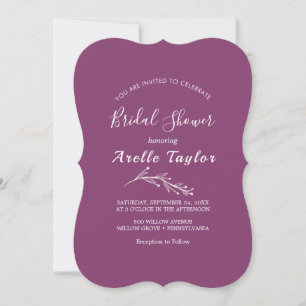Minimale Blätter Berry Purple Brautparty Einladung