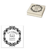 Minimale Blätter Botanischer Kranz Ex Libris Buchi Gummistempel (Stempel)