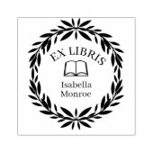 Minimale Blätter Botanischer Kranz Ex Libris Buchi Gummistempel (Prägung)
