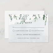 Minimale Blätter mit Wasserfarbe RSVP Karte (Vorne/Hinten)