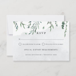 Minimale Blätter mit Wasserfarbe RSVP Karte