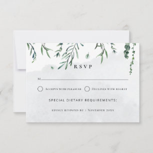 Minimale Blätter mit Wasserfarbe RSVP Karte