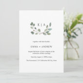 Minimale Blätter Watercolor Laurel Wedding Einladu Save The Date (Stehend Vorderseite)