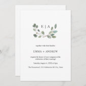 Minimale Blätter Watercolor Laurel Wedding Einladu Save The Date (Vorne/Hinten)