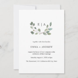Minimale Blätter Watercolor Laurel Wedding Einladu Save The Date