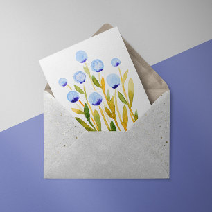 Minimale blaue Aquarellkarte Blume Feiertagskarte