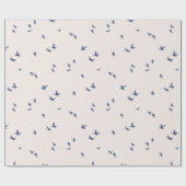 Minimale blaue fliegende Vögel Geschenkpapier (Flach)