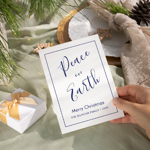 Minimale Blaue-Frieden-auf-Erden-Weihnachtskarte Einladung