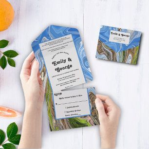 Minimale Blaue Himmel Grüne Erde Ton Abstrakte Hoc All In One Einladung