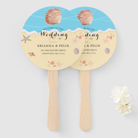 Minimale Blaue Ozean-Sommerhochzeit Fächer (Vorne und Hinten)