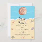Minimale Blaue Ozean-Sommerhochzeit Save The Date (Vorderseite)