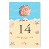 Minimale Blaue Ozean Sommerhochzeit Tischnummer (Rückseite)