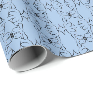 Minimale Blaue Symmetrie-Muster Abstraktes Tier Geschenkpapier