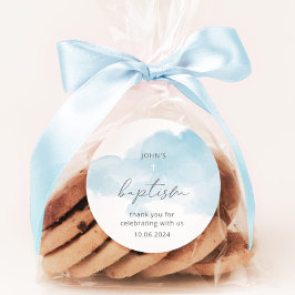 Minimale blaue Taufe Runder Aufkleber