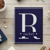 Minimale blaue und weiße Monogramm Planer