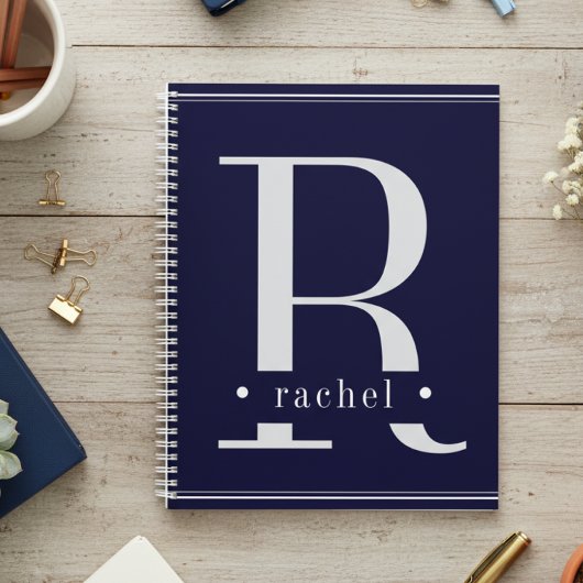 Minimale blaue und weiße Monogramm Planer