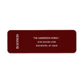 Minimale BLESSED | Deep Red Holiday-Adresseletiket (Vorne)