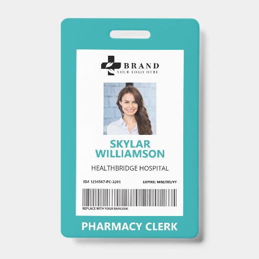 Minimale Blue Border Frame Medical Foto ID & Logo Ausweis (Vorderseite)