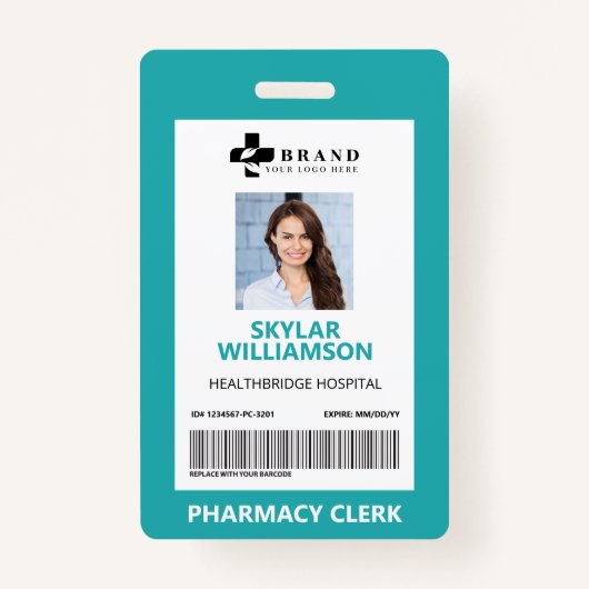 Minimale Blue Border Frame Medical Foto ID & Logo Ausweis (Vorderseite)