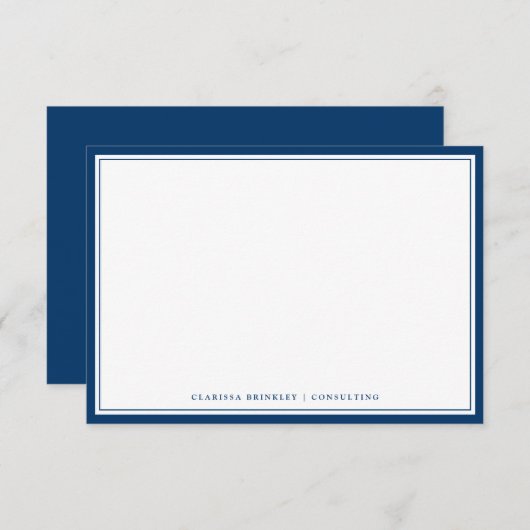 Minimale Blue Flat Note Card Mitternacht Mitteilungskarte (Vorne/Hinten)