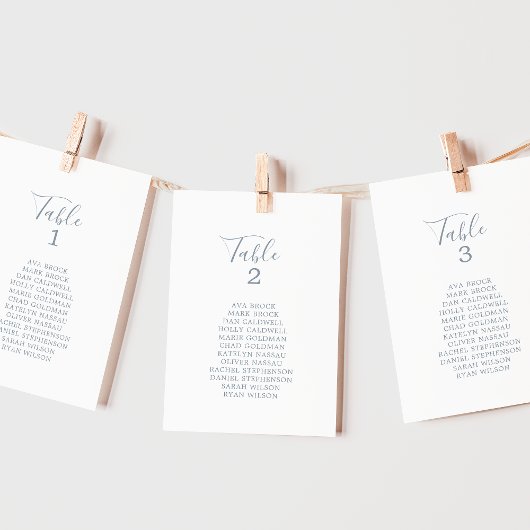 Minimale Blue Tischnummer Seating Chart Cards