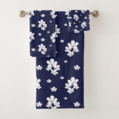 Minimale blühende Blütenmuster winzige weiße Blume Badhandtuch Set (Insitu)
