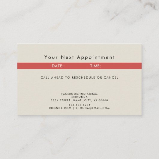 Minimale Blume an der Frontplatte Business Chic Terminkarte (Rückseite)