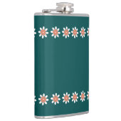 Minimale Blume Border Retro Deep Aquamarin Flachmann (Rechts)