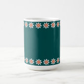 Minimale Blume Border Retro Deep Aquamarin Kaffeetasse (Mittel)