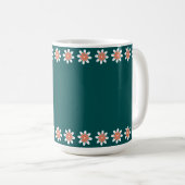 Minimale Blume Border Retro Deep Aquamarin Kaffeetasse (VorderseiteRechts)