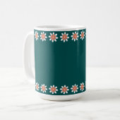 Minimale Blume Border Retro Deep Aquamarin Kaffeetasse (Vorderseite Links)