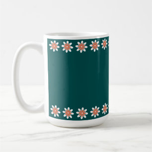 Minimale Blume Border Retro Deep Aquamarin Kaffeetasse